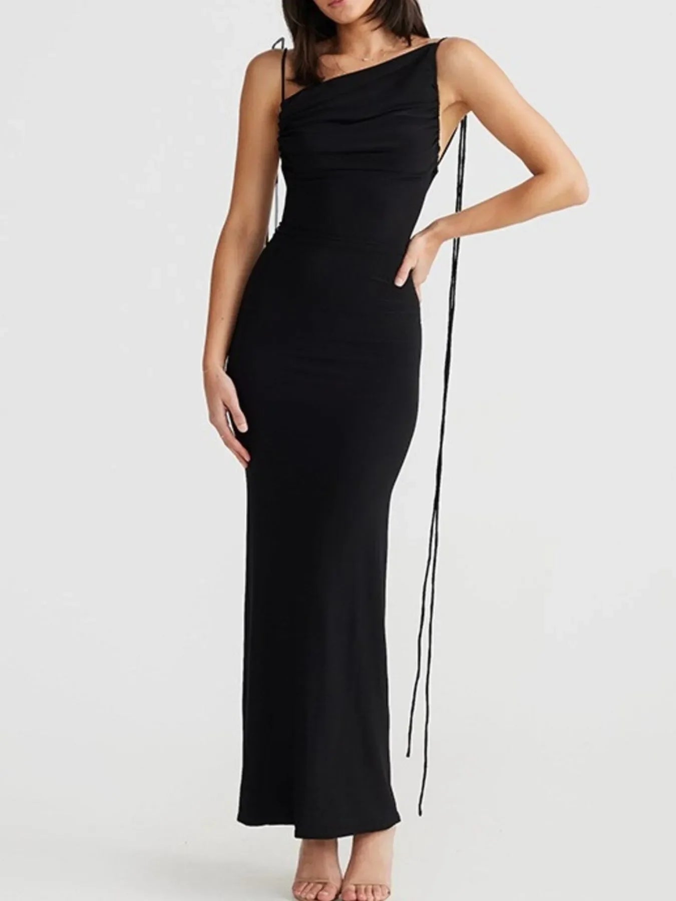 Backless Slit Sleeveless Bodycon Maxi Dress - Piña Colada
