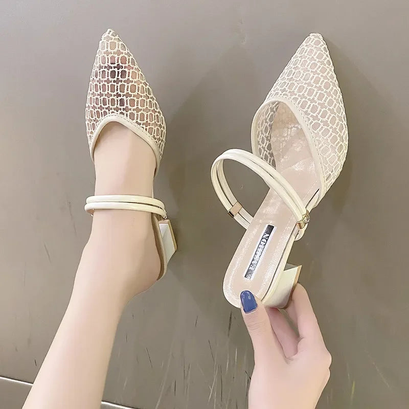 Point Toe Block Heel - Piña Colada