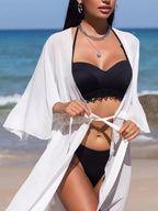 Solid Color Flutter Sleeve Cover-Up - Piña Colada