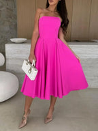 Solid Color Tube Midi Dress - Piña Colada
