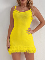 Fringe Hem Knit Cami Dress - Piña Colada