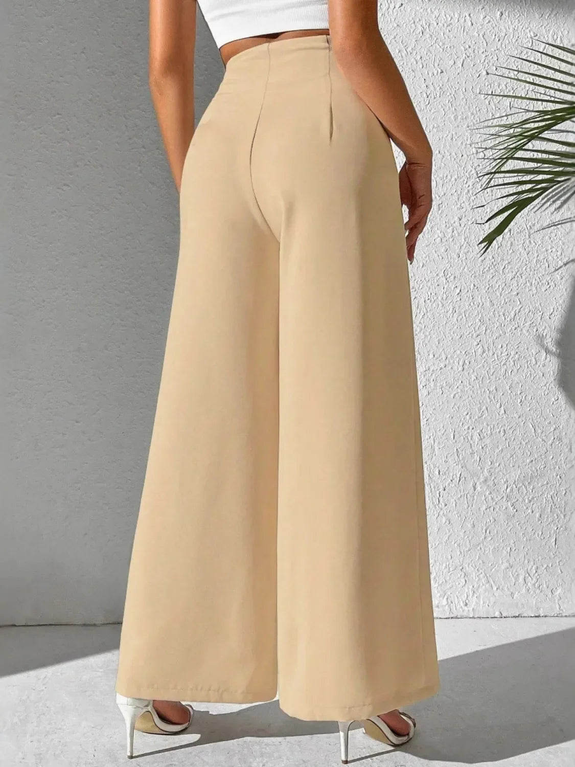 Wide Leg High Waist Pants - Piña Colada