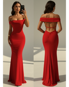 Backless Off-Shoulder Bodycon Mermaid Maxi Dress