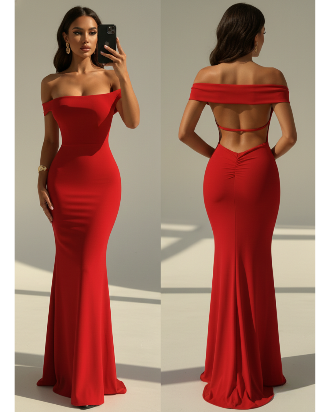 Backless Off-Shoulder Bodycon Mermaid Maxi Dress