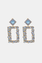 Square Shape Glass Stone Dangle Earrings - Piña Colada