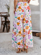 Devine Drawstring Printed Wide Leg Pants - Piña Colada