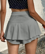High Waist Layered Ruffle Skort - Piña Colada