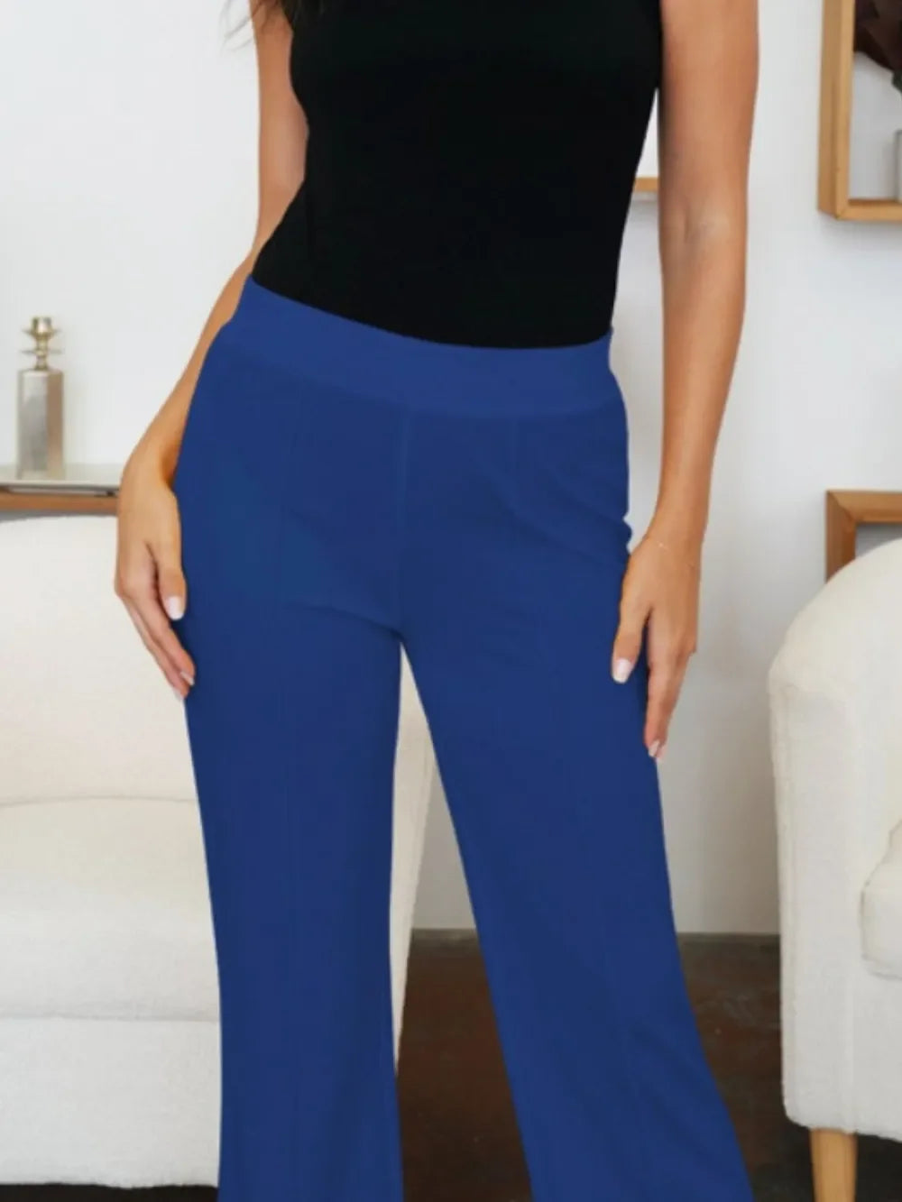 FAM-FAM Elastic Waist Bootcut Pants - Piña Colada