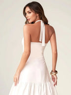 Twist Front Cutout Tiered Maxi Dress - Piña Colada