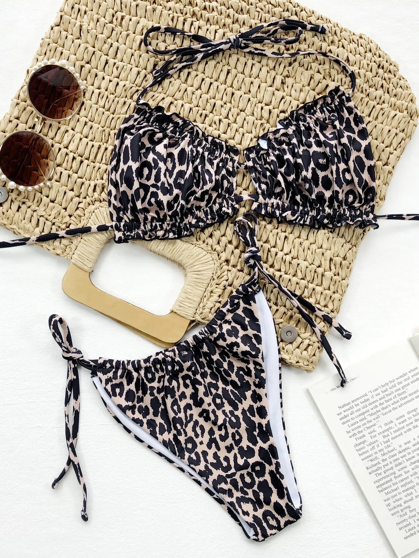 Frill Trill Halter Neck Bikini Set - Piña Colada