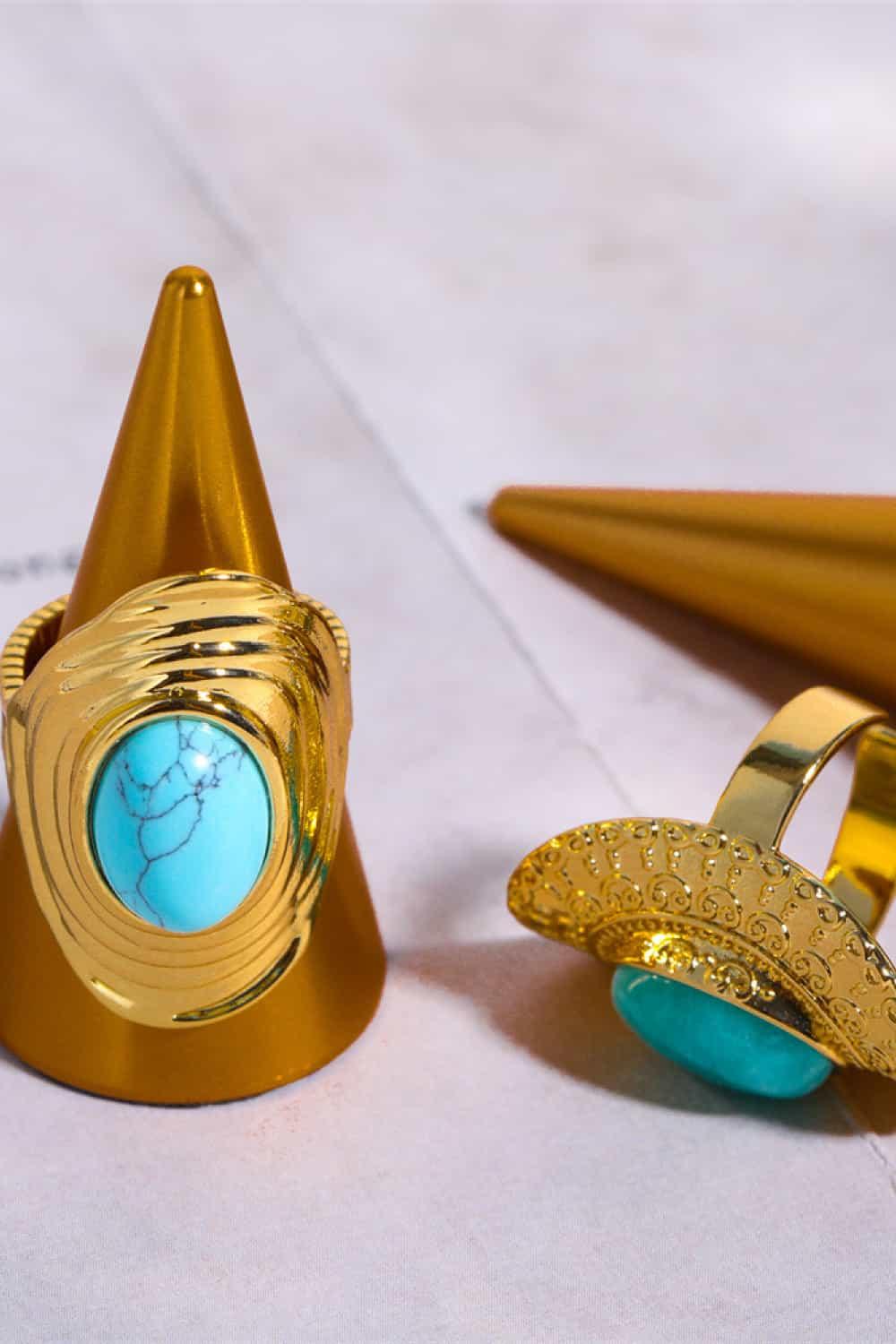 Natural Stone Copper Ring - Piña Colada