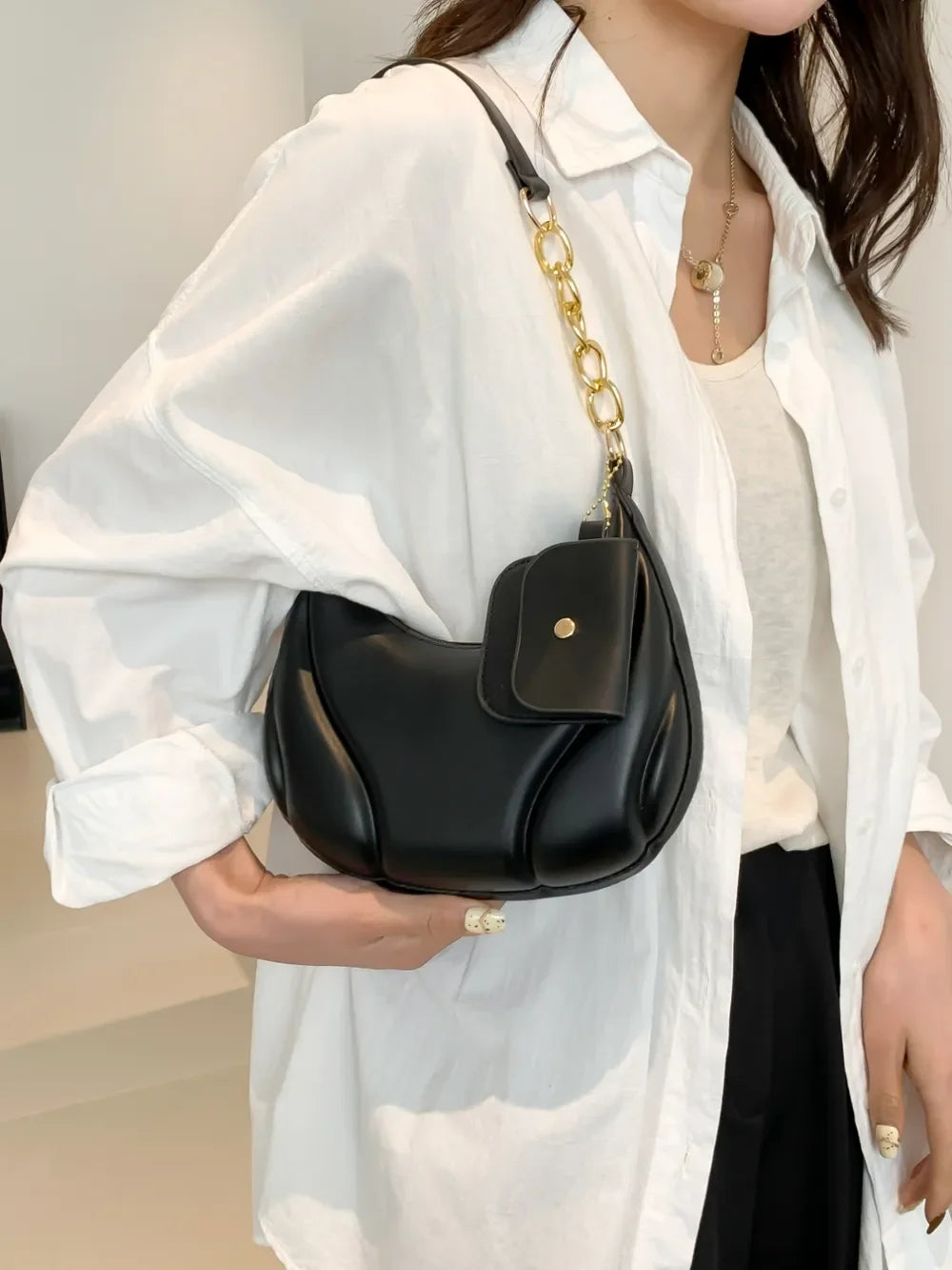 PU Leather Shoulder Bag with EarPods Bag - Piña Colada