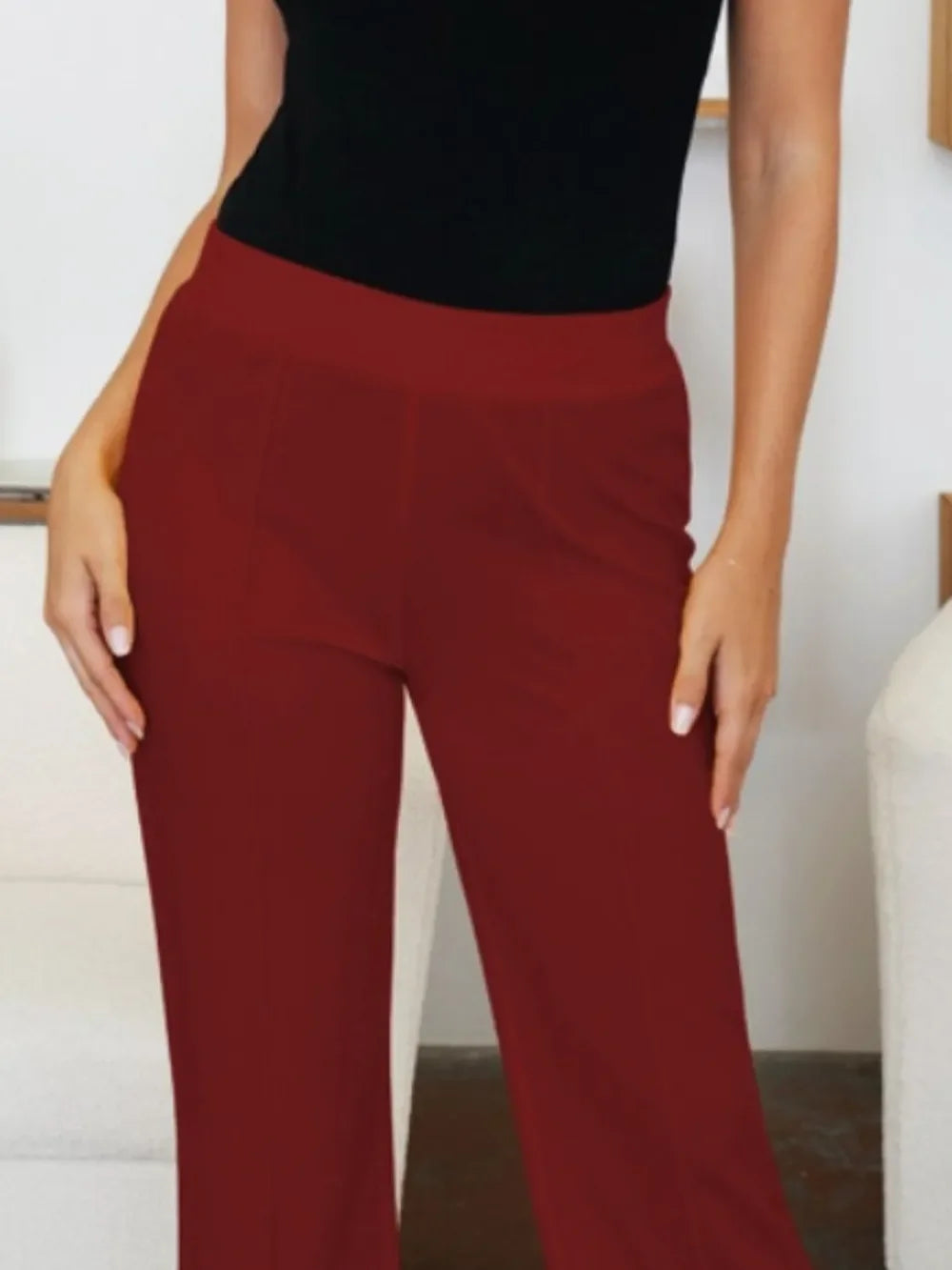FAM-FAM Elastic Waist Bootcut Pants - Piña Colada