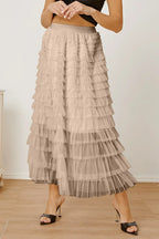 Ruched High Waist Tiered Skirt - Piña Colada
