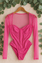 Sexy Dot Bodysuit with Diamond Details