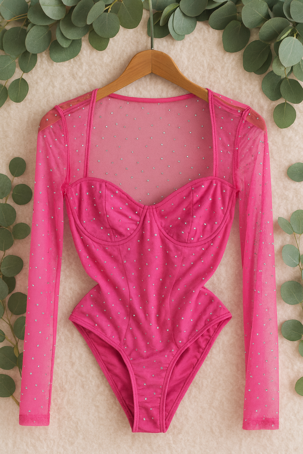 Sexy Dot Bodysuit with Diamond Details