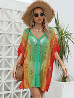 Rainbow Gradient Crochet Beach Cover Up - Piña Colada