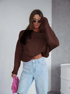 Boat Neck Drop Shoulder Sweater - Piña Colada