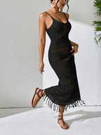 Openwork Scoop Neck Cover-Up Dress - Piña Colada