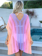 Rainbow Gradient Crochet Beach Cover Up - Piña Colada