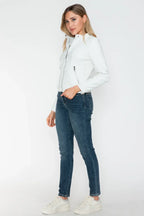 Snobbish PU Leather Zip Up Jacket with Pockets - Piña Colada