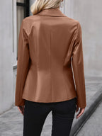 Ivy Lane Button Up Collared Neck Blazer - Piña Colada
