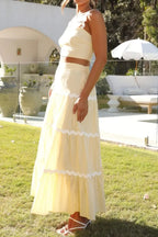 Contrast Trim Cami and Maxi Skirt Set - Piña Colada