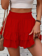 Ruffle Layered High Waist Casual Skort - Piña Colada