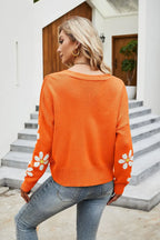 Flower Pattern Button Front Cardigan - Piña Colada