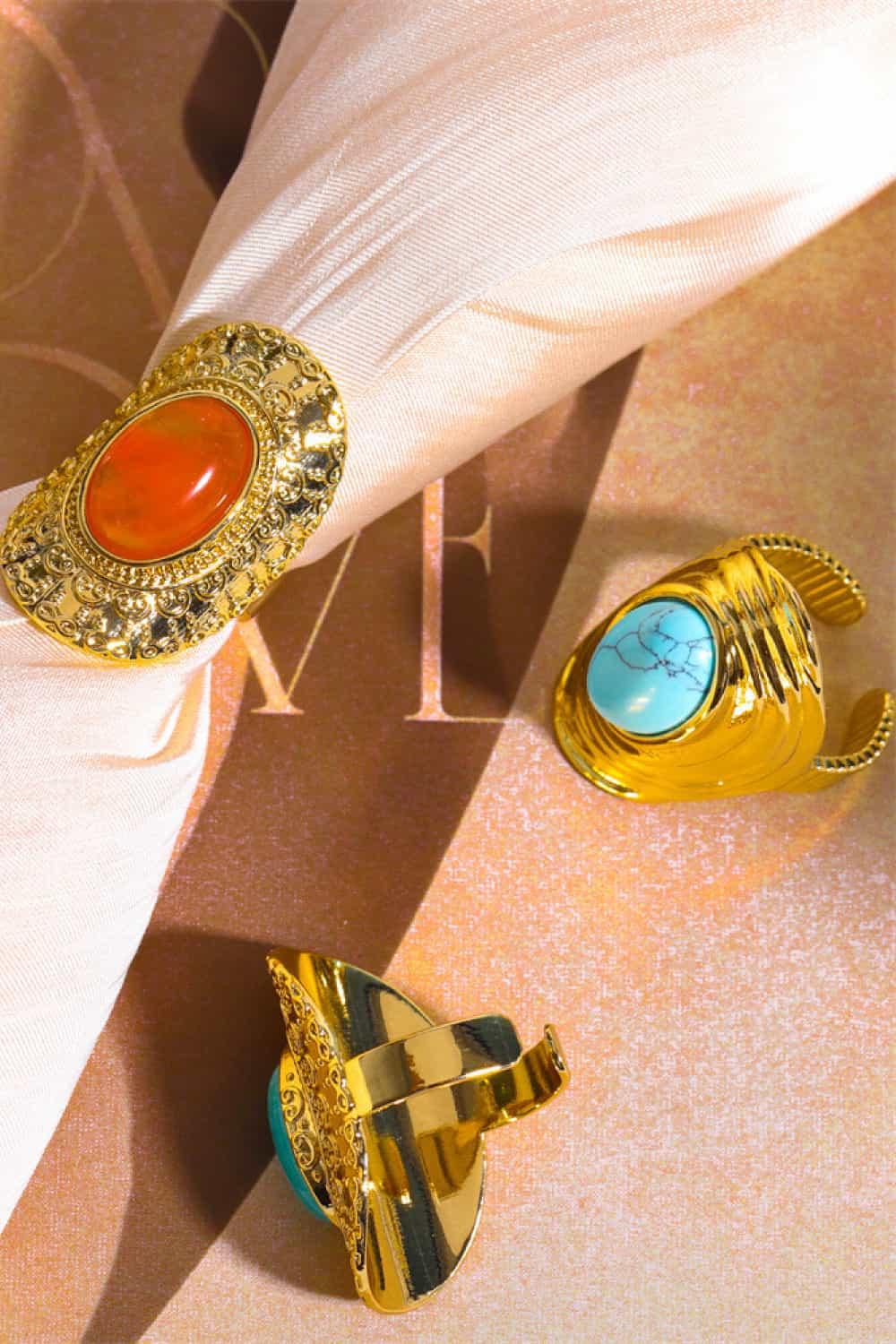 Natural Stone Copper Ring - Piña Colada