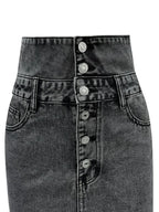 Raw Hem High Waist Denim Skirt - Piña Colada