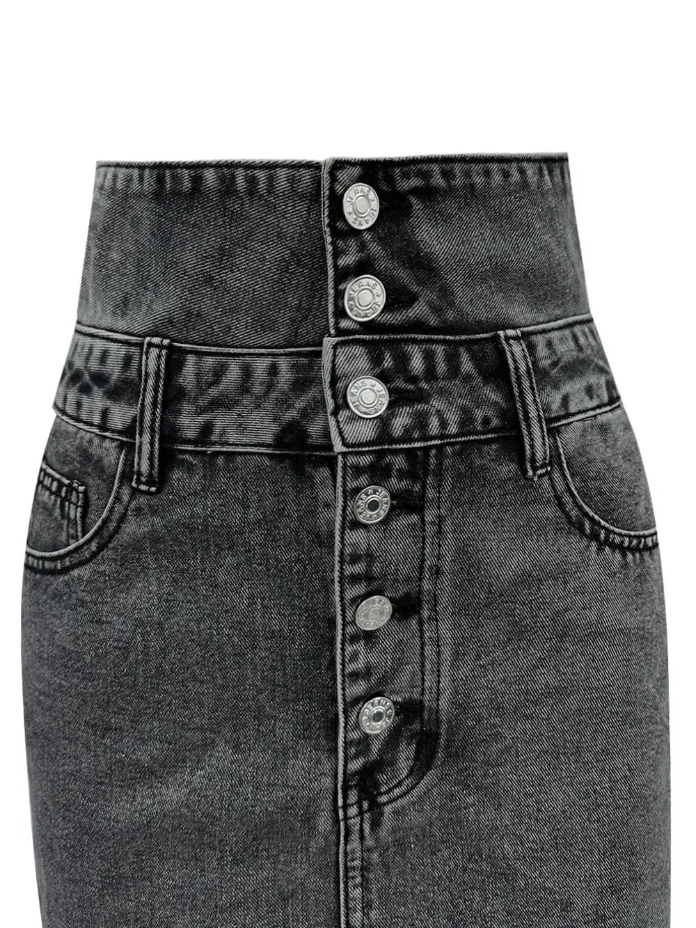 Raw Hem High Waist Denim Skirt - Piña Colada
