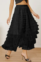 Ruched High Waist Tiered Skirt - Piña Colada