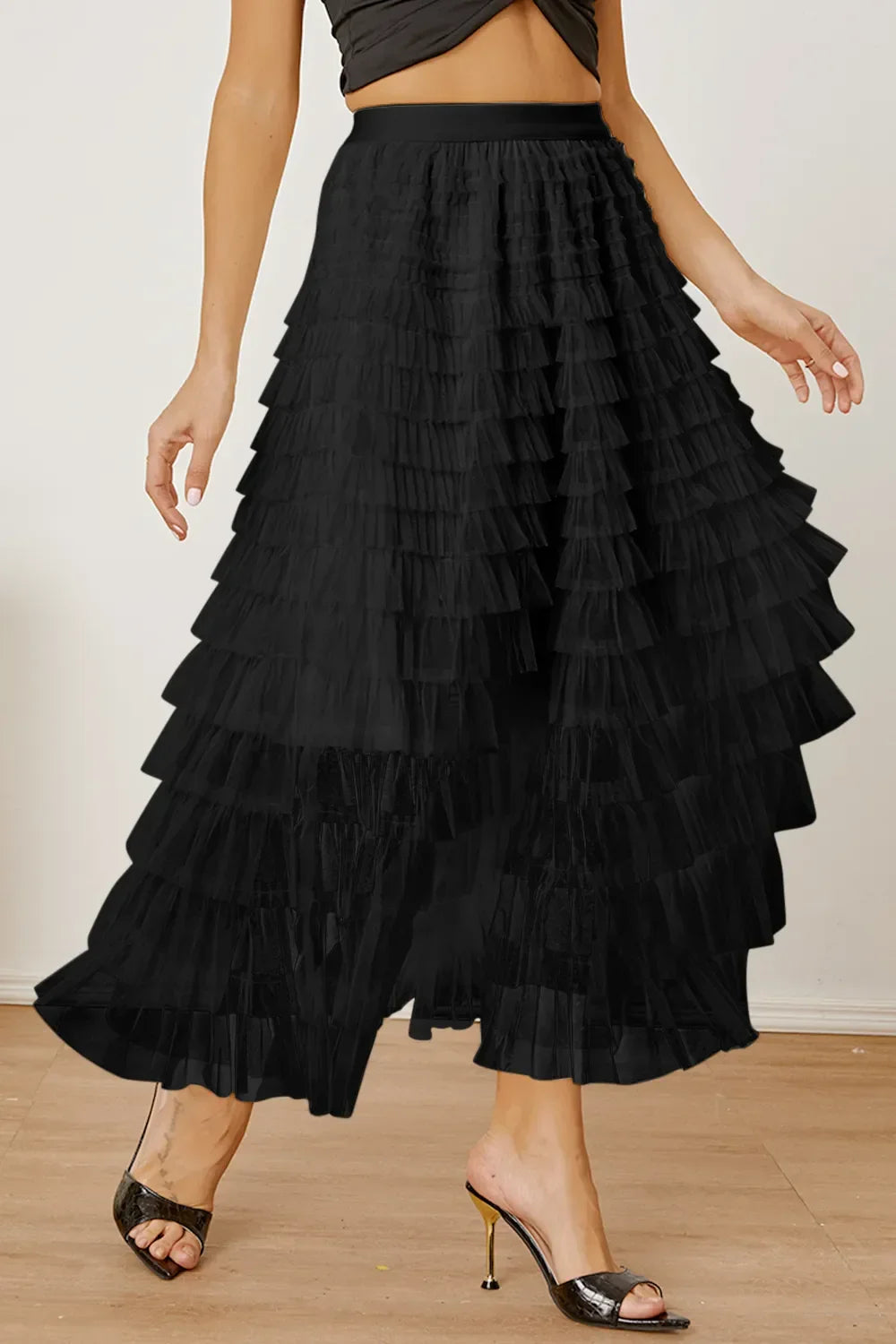 Ruched High Waist Tiered Skirt - Piña Colada