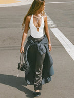 Cutout Ribbed Tank Top - Piña Colada
