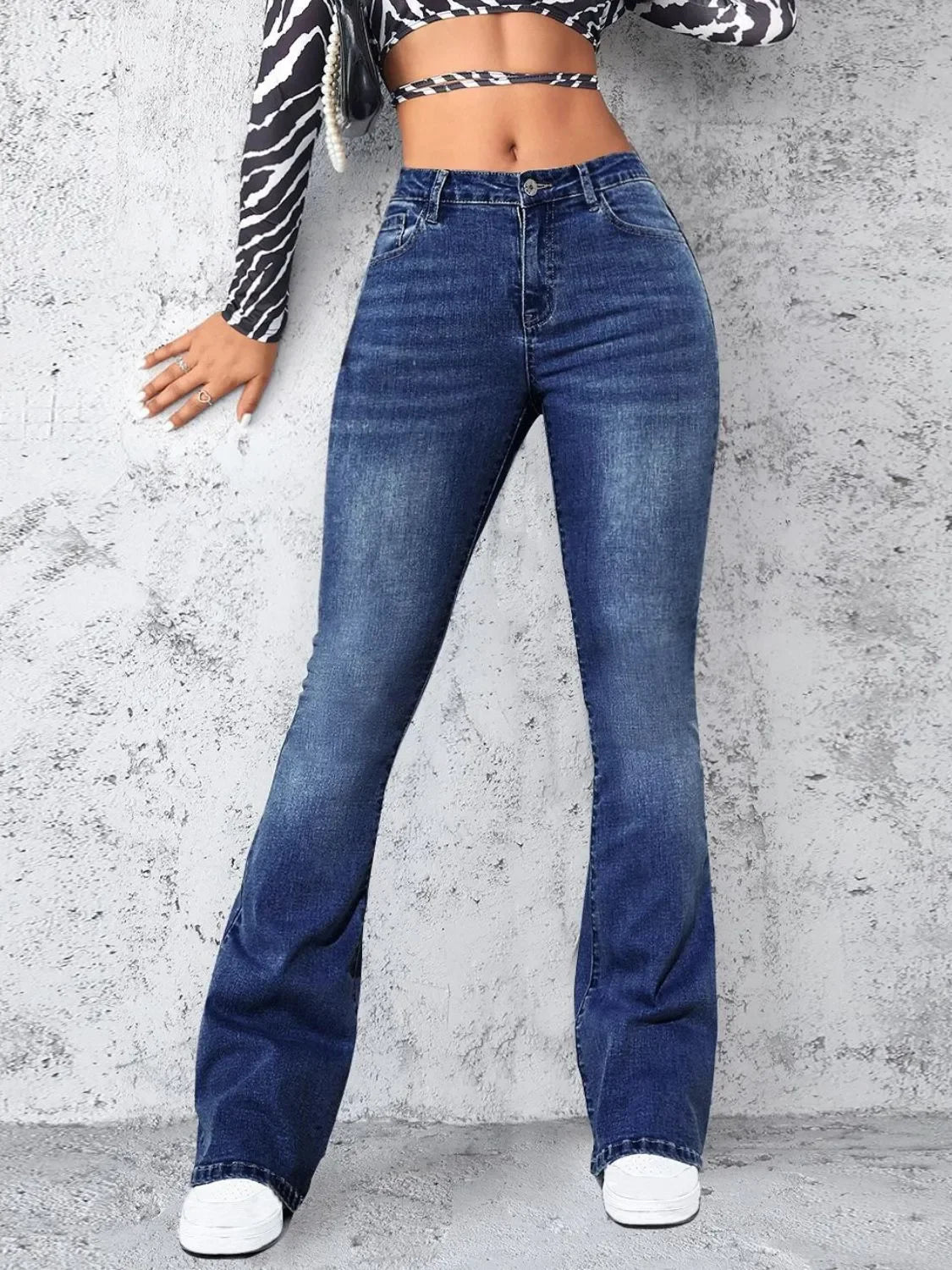 High Rise Jeans with Pockets - Piña Colada