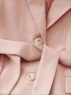 Tie Waist Lapel Collar Sleeveless Blazer - Piña Colada