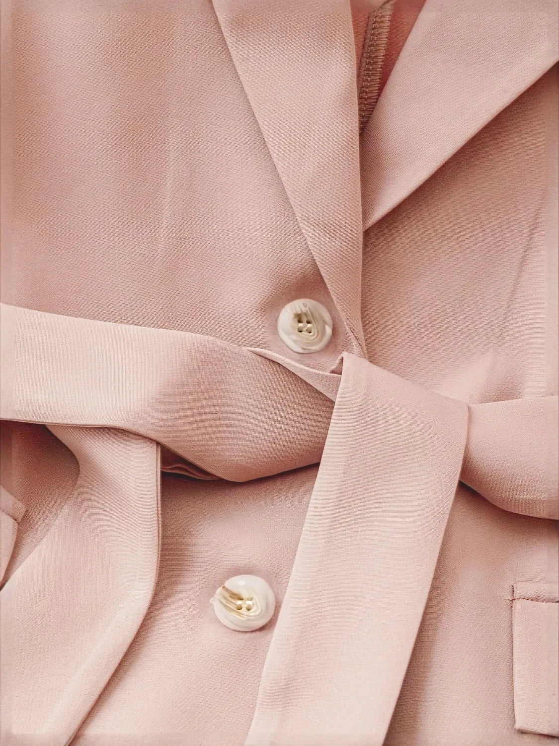 Tie Waist Lapel Collar Sleeveless Blazer - Piña Colada