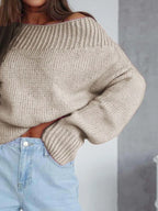 Boat Neck Drop Shoulder Sweater - Piña Colada