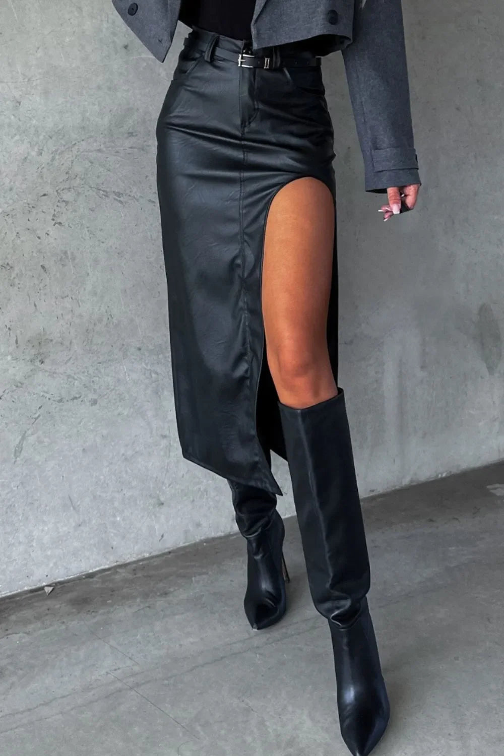 Slit Midi Skirt with Pockets - Piña Colada
