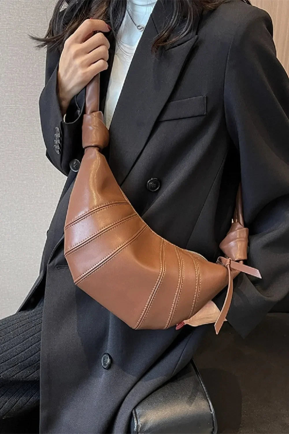 Zenana Vegan Leather Croissant Crossbody Bag - Piña Colada