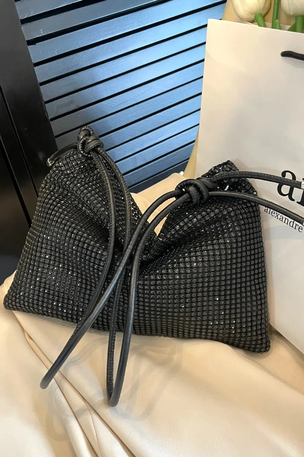 Rhinestone Knotted Strap Crossbody Bag - Piña Colada
