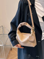 PU Leather Woven Crossbody Bag - Piña Colada