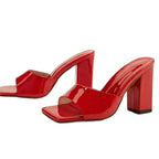 Square Toe Block Heels Sandals - Piña Colada