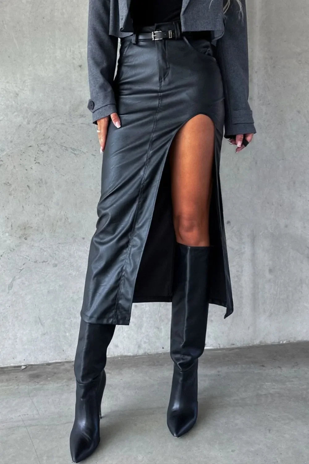 Slit Midi Skirt with Pockets - Piña Colada
