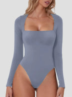 Square Neck Long Sleeve Bodysuit - Piña Colada
