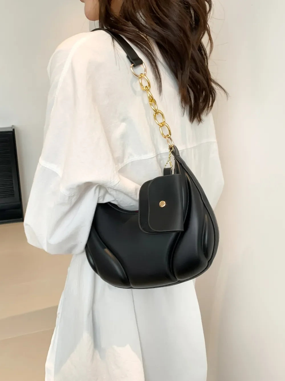 PU Leather Shoulder Bag with EarPods Bag - Piña Colada