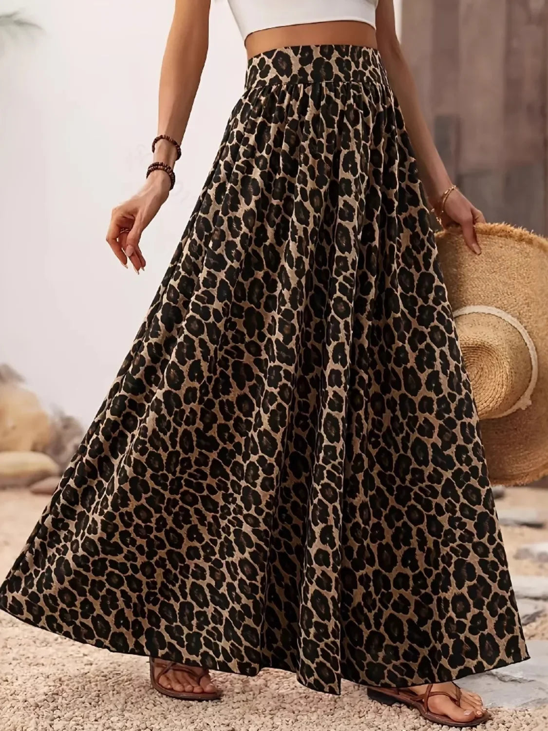 Leopard Maxi Skirt - Piña Colada