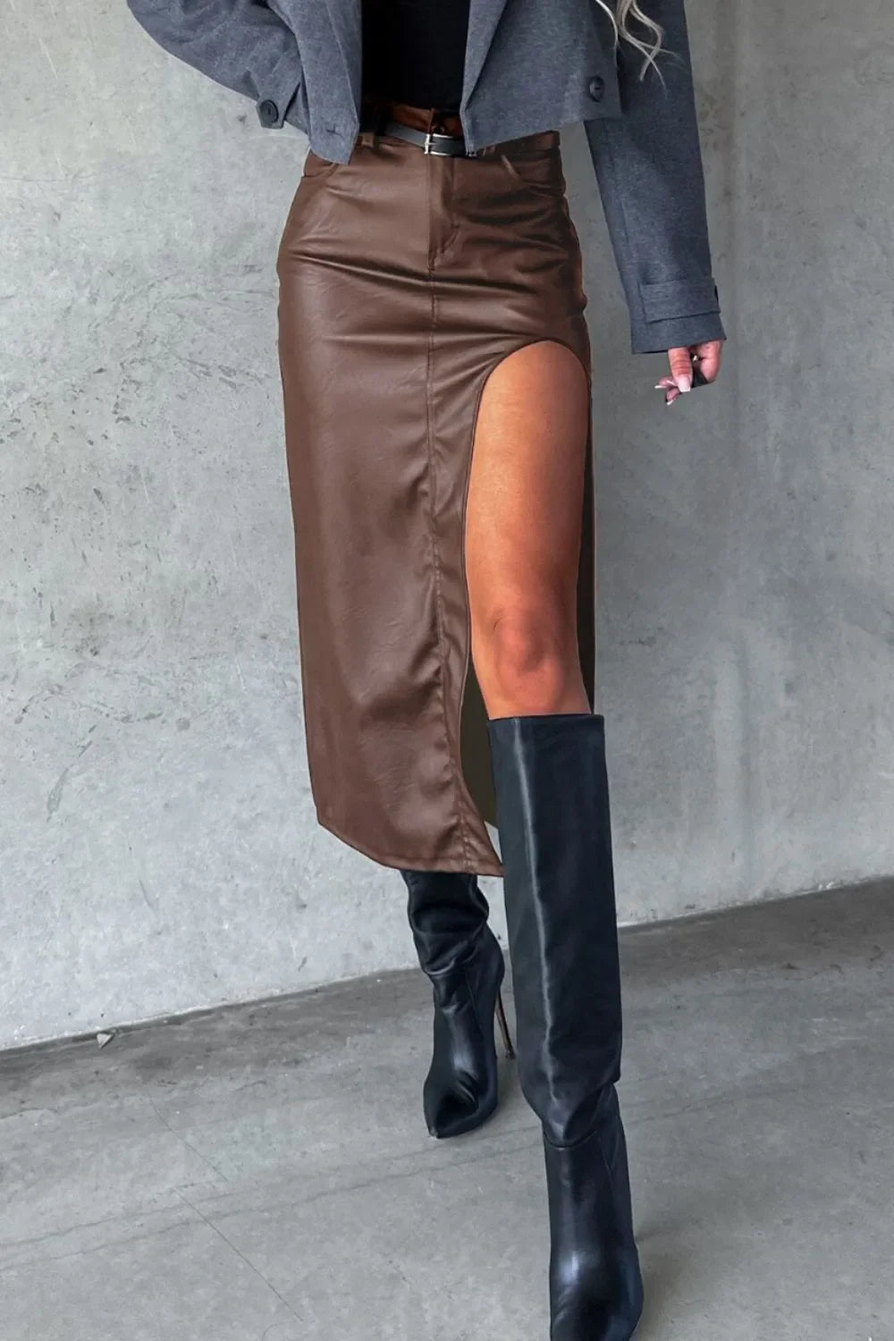 Slit Midi Skirt with Pockets - Piña Colada