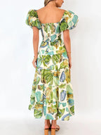 Off-Shoulder Floral Tiered Dress with Ruffle Details - Piña Colada